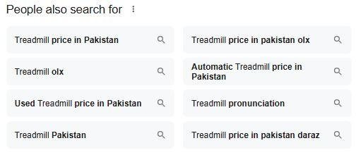 Google’s Related searches section Google’s "Related searches" section for "treadmill"