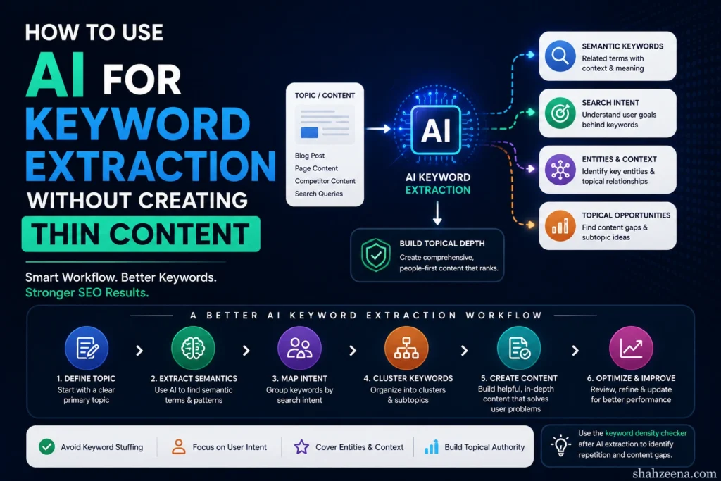 AI keyword extraction workflow for semantic SEO and topical authority